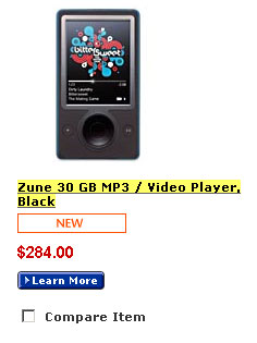 Zune $284 at Wal-Mart